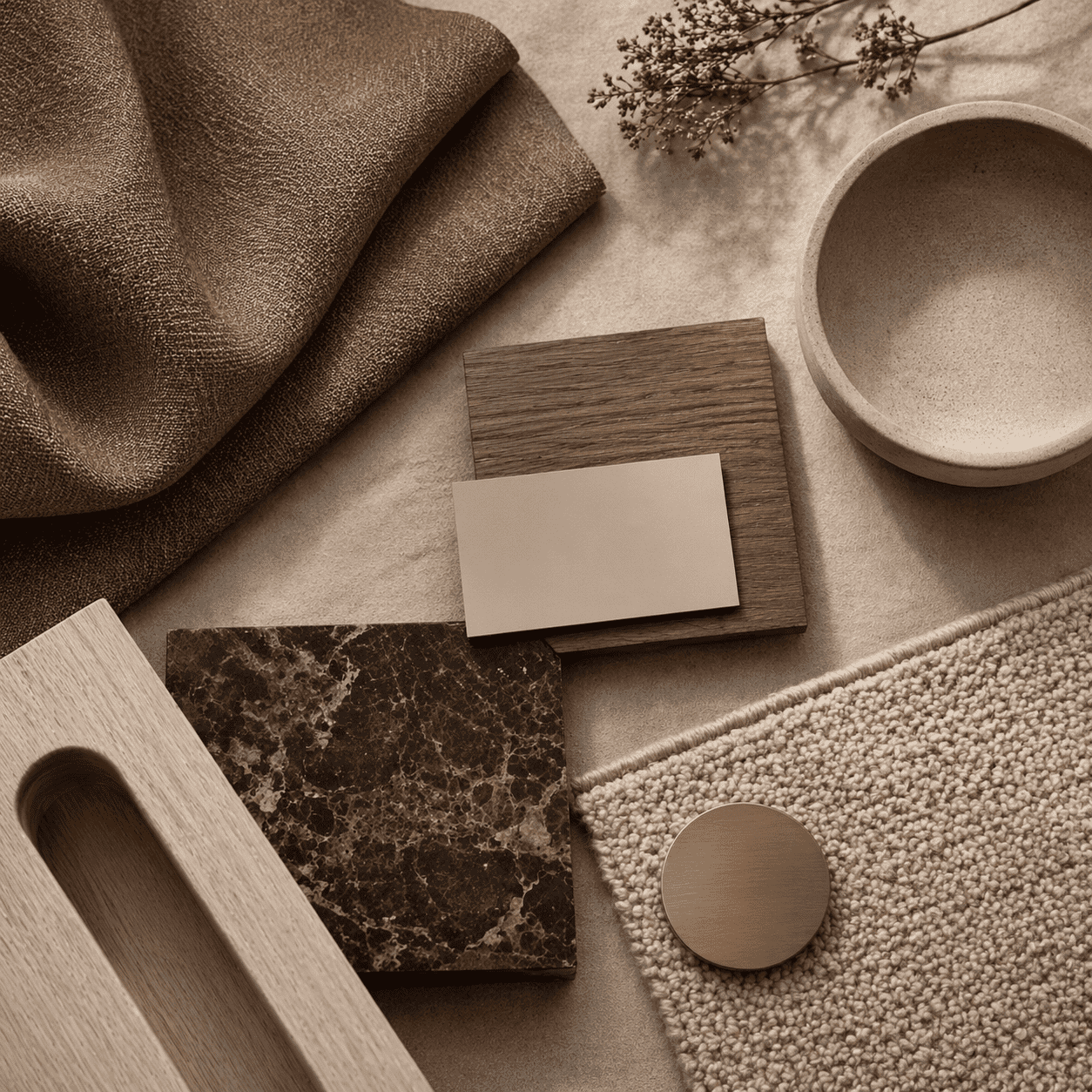 Detail of leather and ceramic materials
